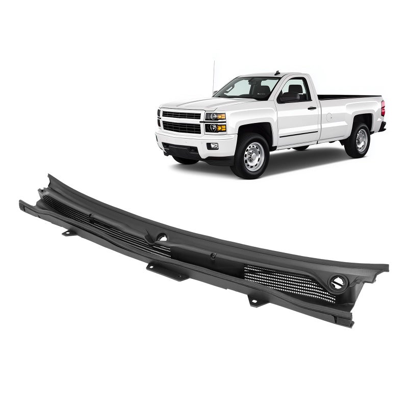 JMTAAT Windshield Wiper Cowl Panel Compatible with 20142015 Chevy Chevrolet Silverado 1500 Replacement for 23207951 Air Inlet Window Cover Cowl Grille Vent Molding Unfinished Black Plastic